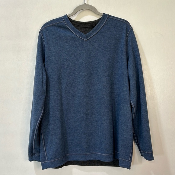 Johnston & Murphy Other - JOHNSTON MURPHY MENS REVERSIBLE LONG SLEEVE SWEATER GRAY BLUE V NECK SZ LARGE